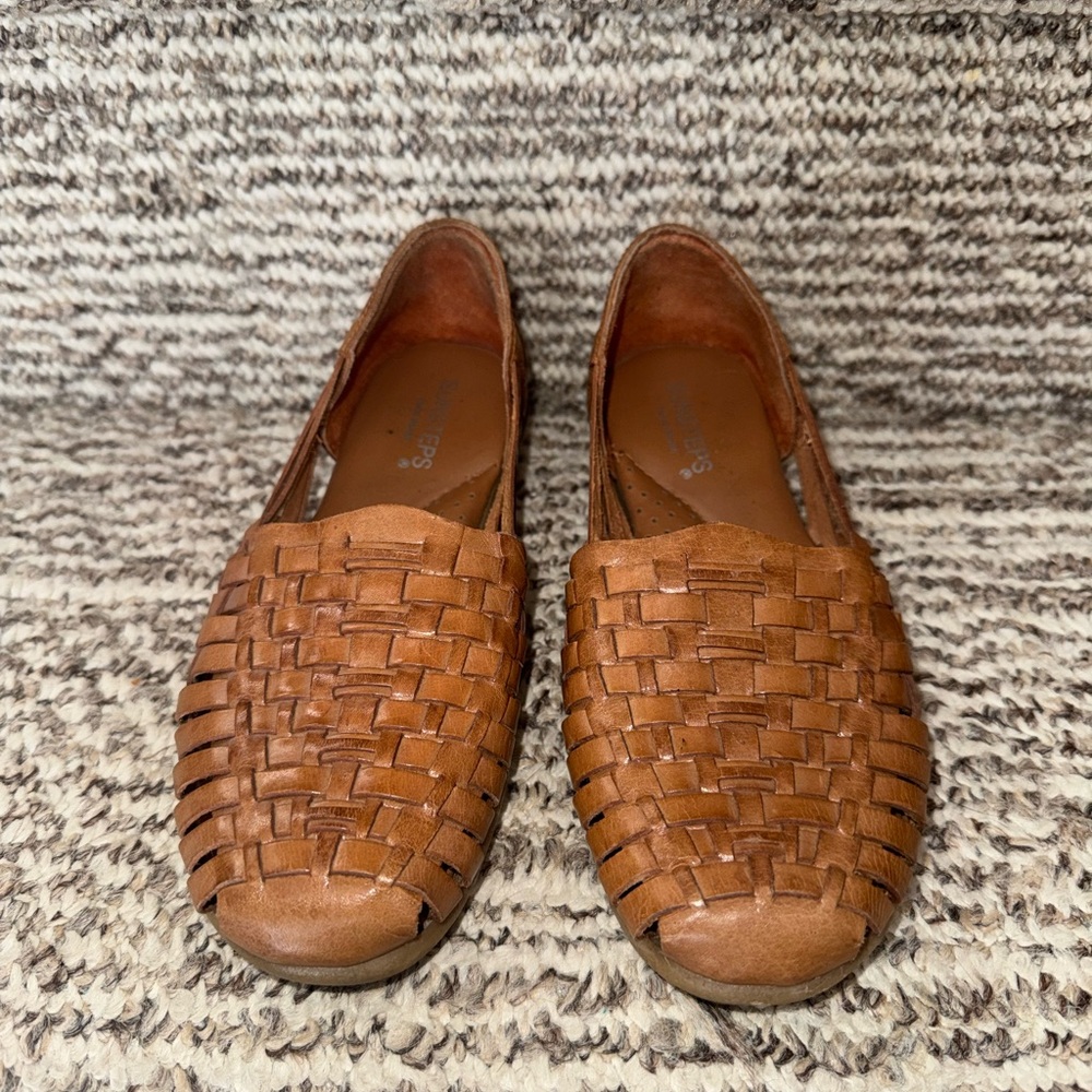 Sunsteps Hand Brown Woven Leather Slip on shoes made in India